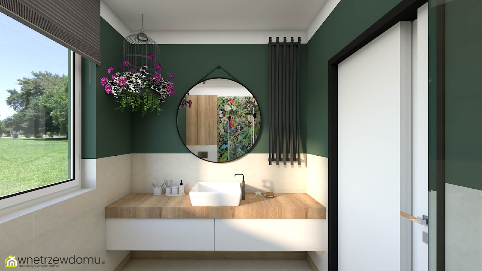 Ciemna zieleń w niewielkiej łazience - zdjęcie od wnetrzewdomu - Homebook