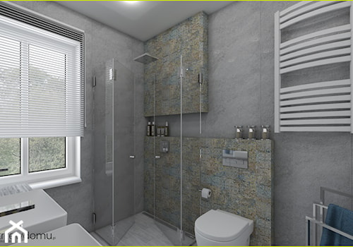 Mała łazienka z prysznicem i pralką - Średnia z punktowym oświetleniem łazienka z oknem, styl nowoczesny - zdjęcie od wnetrzewdomu