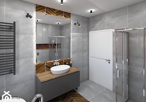 łazienka - nowoczesność z industrialną nutą - Średnia bez okna z lustrem z punktowym oświetleniem łazienka, styl industrialny - zdjęcie od wnetrzewdomu