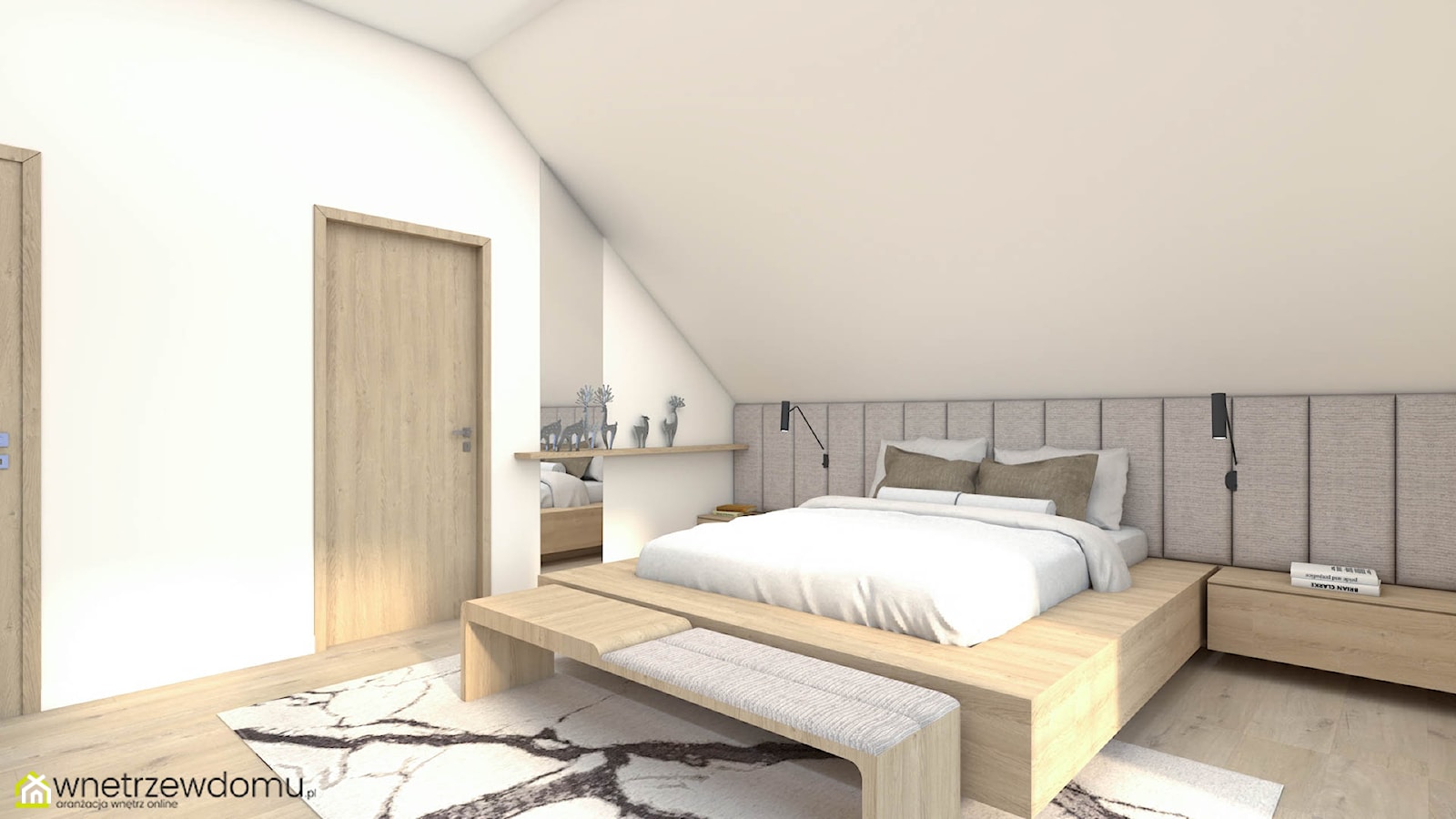 Jasna, przestronna sypialnia z pięknym drewnianym łóżkiem - zdjęcie od wnetrzewdomu - Homebook