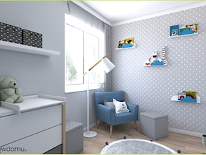 pokój dla niemowlaka - Średni szary pokój dziecka dla dziecka dla chłopca dla dziewczynki, styl skandynawski - zdjęcie od wnetrzewdomu