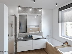 nowoczesna łazienka - wanna i prysznic - Średnia z lustrem z punktowym oświetleniem łazienka z oknem, styl nowoczesny - zdjęcie od wnetrzewdomu