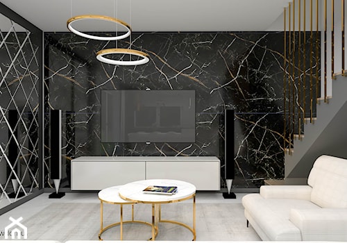 Marmur i złoto w nowoczesnym salonie - zdjęcie od wnetrzewdomu