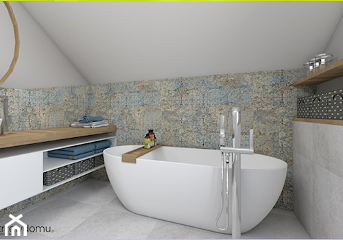 Łazienka na poddaszu z rustykalnymi elementami - zdjęcie od wnetrzewdomu