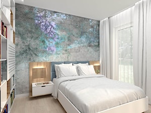 Jasna, nowoczesna sypialnia z dużą zabudową meblową - zdjęcie od wnetrzewdomu