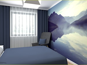 Sypialnia z fototapetą w ciemnych barwach - zdjęcie od wnetrzewdomu