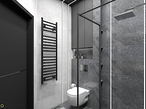 Mała ciemna łazienka z kabiną prysznicową - zdjęcie od wnetrzewdomu