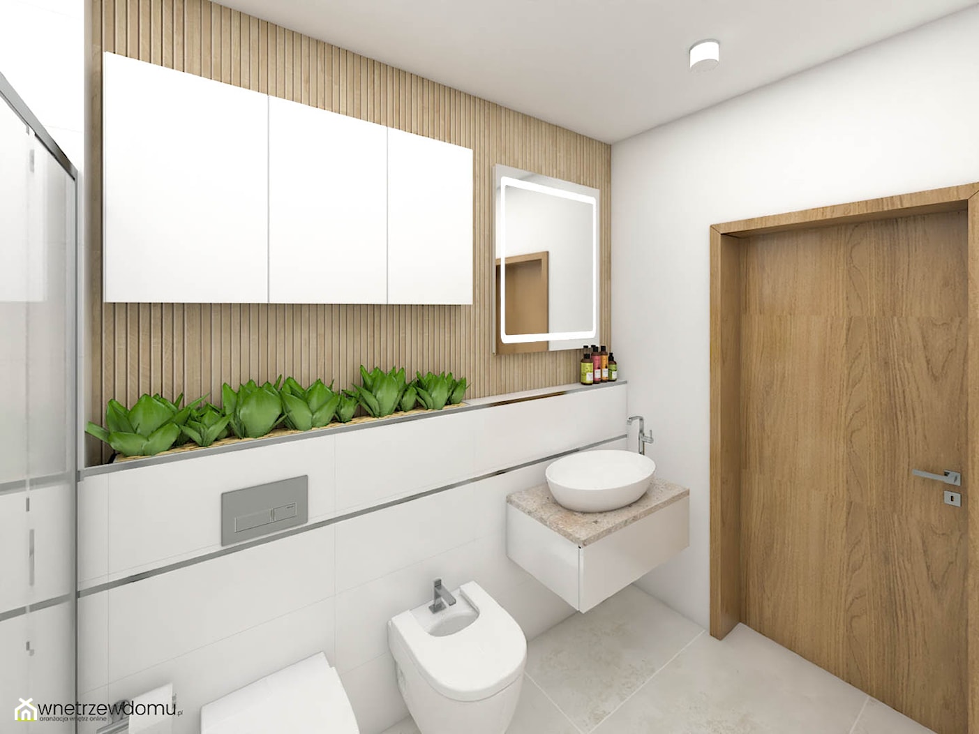 Strukturalne płyki w jasnej łazience - zdjęcie od wnetrzewdomu - Homebook