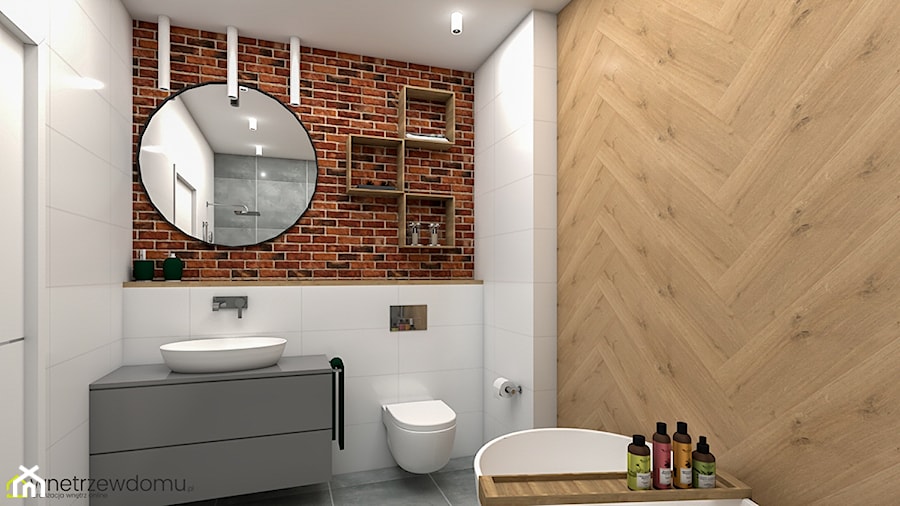 duża łazienka z wanną i prysznicem - Mała bez okna z lustrem z punktowym oświetleniem łazienka, styl nowoczesny - zdjęcie od wnetrzewdomu