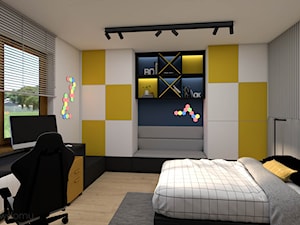 Pokój dla nastolatka w połączeniu granatu i żółtego - zdjęcie od wnetrzewdomu