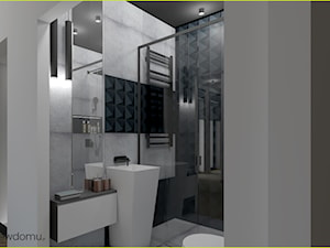 Ciemna łazienka dla gości - Mała bez okna z lustrem z punktowym oświetleniem łazienka, styl nowoczesny - zdjęcie od wnetrzewdomu