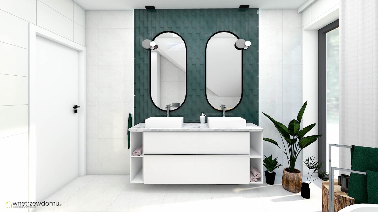 Łazienka z dwoma dużymi lustrami - zdjęcie od wnetrzewdomu - Homebook