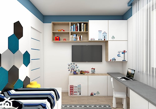 Pokój dla chłopca z dodatkiem koloru niebieskiego - zdjęcie od wnetrzewdomu