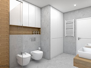 nowoczesna łazienka - biała z drewnem - Łazienka, styl nowoczesny - zdjęcie od wnetrzewdomu