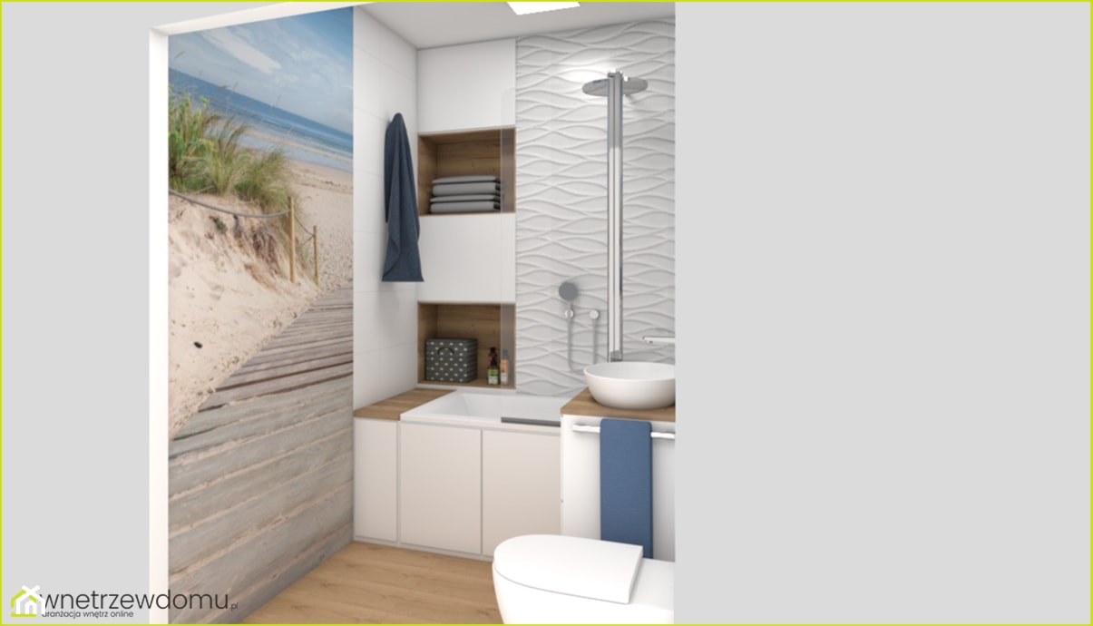 Mała łazienka z morską fototapetą - zdjęcie od wnetrzewdomu - Homebook