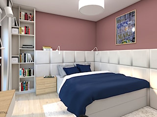 Nowoczesna sypialnia z ciekawym dodatkiem kolorostycznym