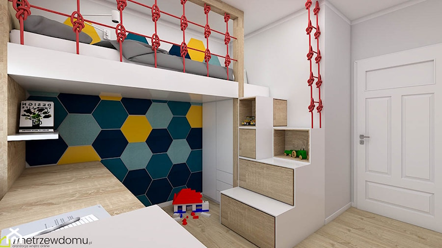 Multifunkcyjny i dwupoziomowy pokój dla chłopca - zdjęcie od wnetrzewdomu