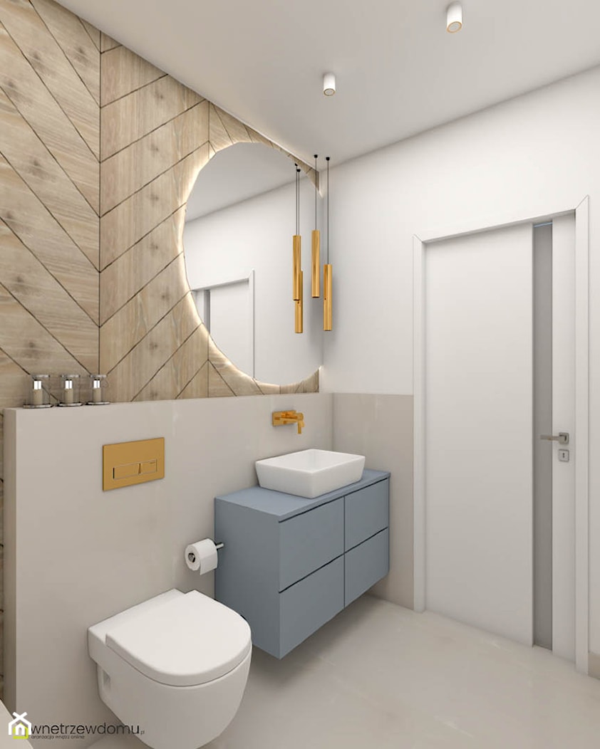 Niewielka jasna łazienka ze złotymi dodatkami - zdjęcie od wnetrzewdomu - Homebook