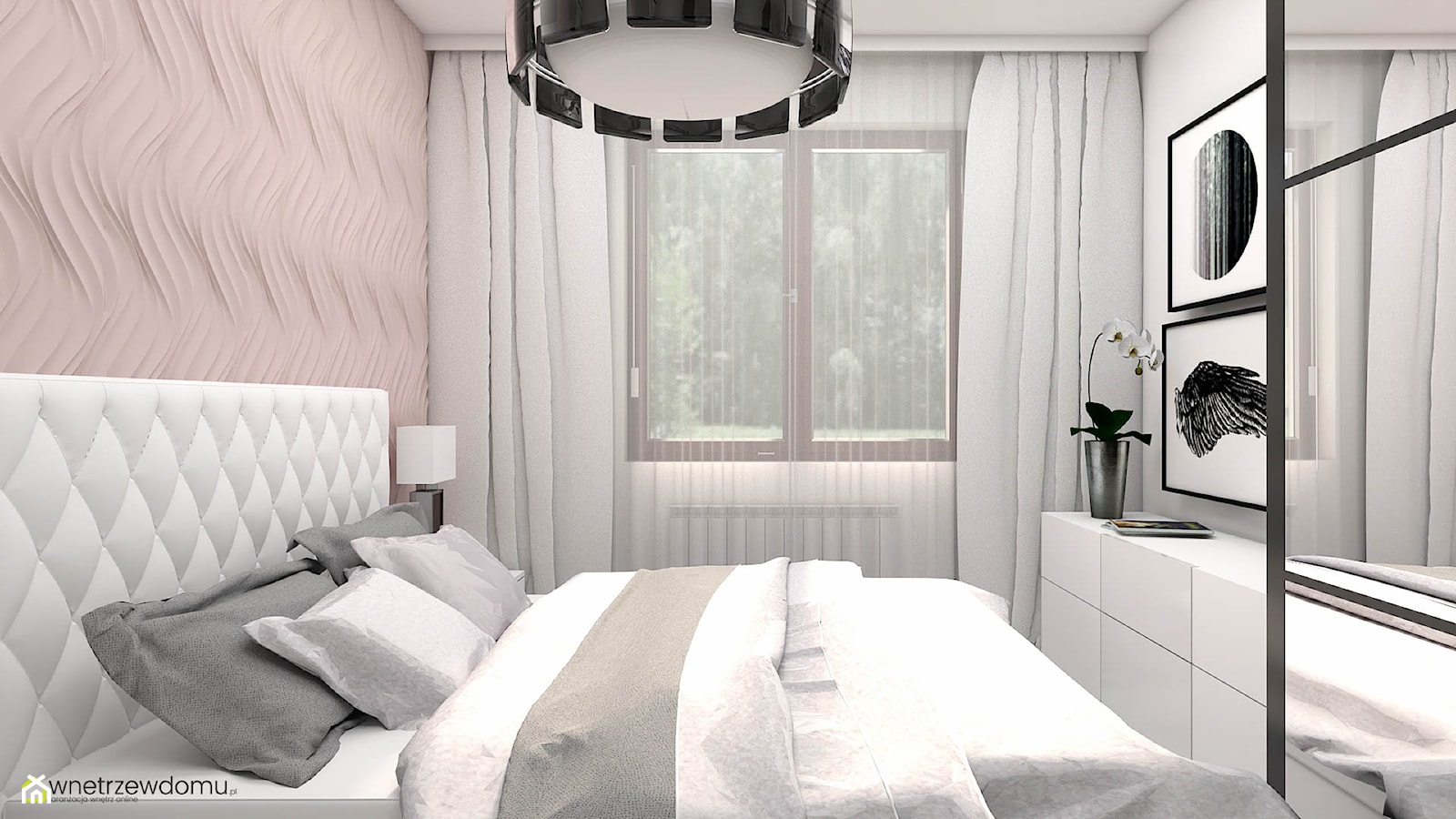 Mała sypialnia w stylu glamour - zdjęcie od wnetrzewdomu - Homebook