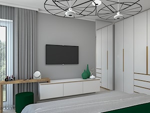 nowoczesna sypialnia z kolorem butelkowej zieleni - Średnia szara sypialnia, styl nowoczesny - zdjęcie od wnetrzewdomu