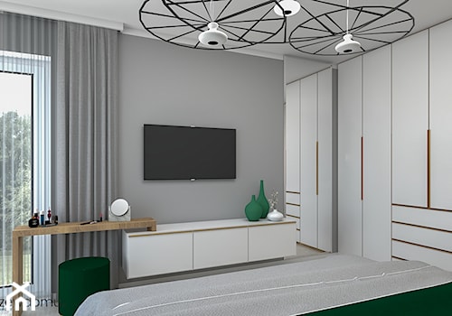 nowoczesna sypialnia z kolorem butelkowej zieleni - Średnia szara sypialnia, styl nowoczesny - zdjęcie od wnetrzewdomu