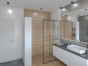 nowoczesna łazienka - wanna i prysznic - Duża bez okna z lustrem z punktowym oświetleniem łazienka, styl skandynawski - zdjęcie od wnetrzewdomu