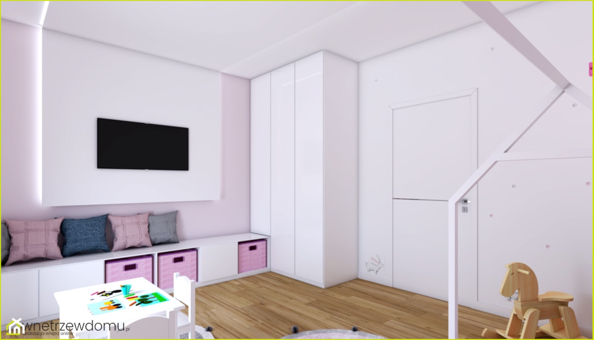 Różowo-biały pokój z króliczkami - zdjęcie od wnetrzewdomu - Homebook