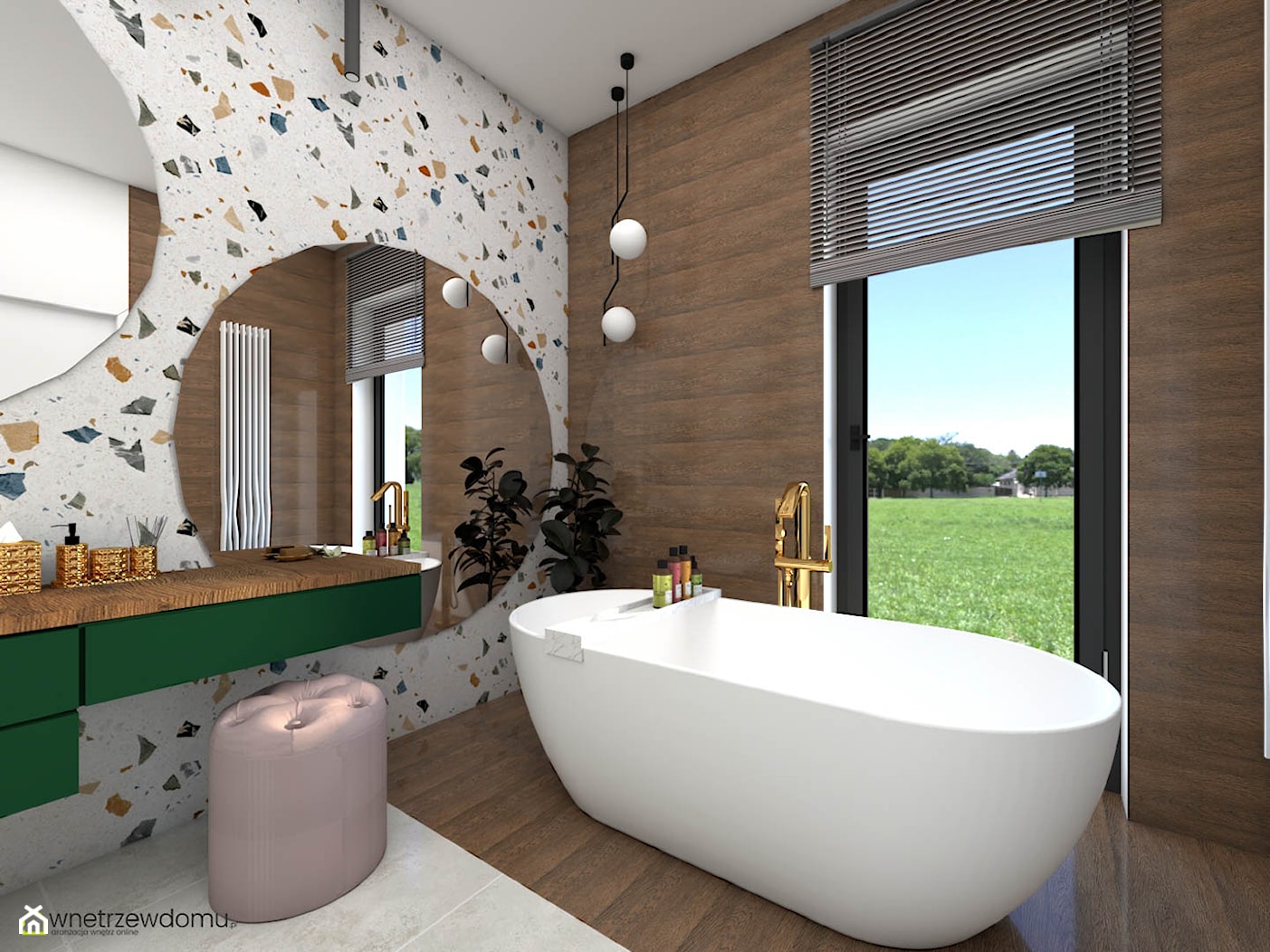 Jasna łazienka z kolorowymi płytkami lastrico - zdjęcie od wnetrzewdomu - Homebook