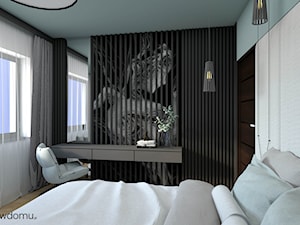 Nowoczesna sypialnia z turkusowym sufitem - zdjęcie od wnetrzewdomu