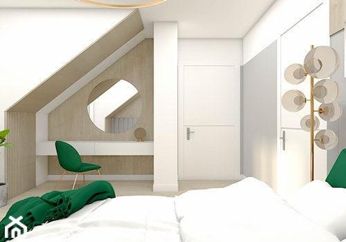 Sypialnia z ozdobnymi lamelami i toaletką - zdjęcie od wnetrzewdomu