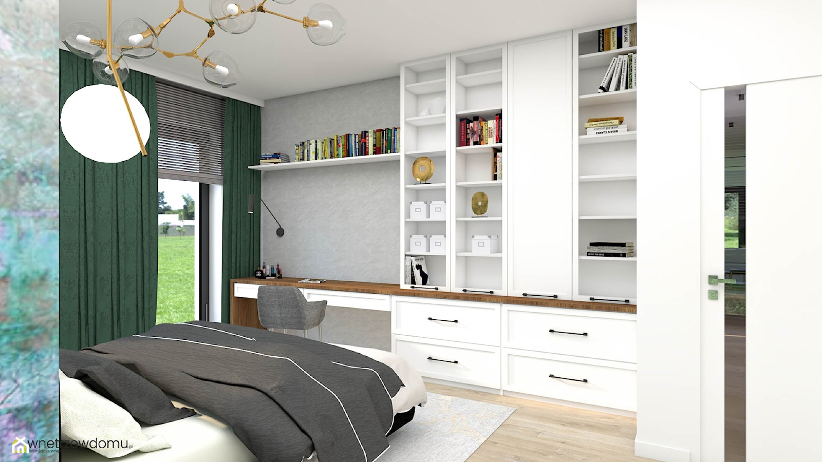 Przestronna sypialnia z garderobą za ścianą - zdjęcie od wnetrzewdomu - Homebook