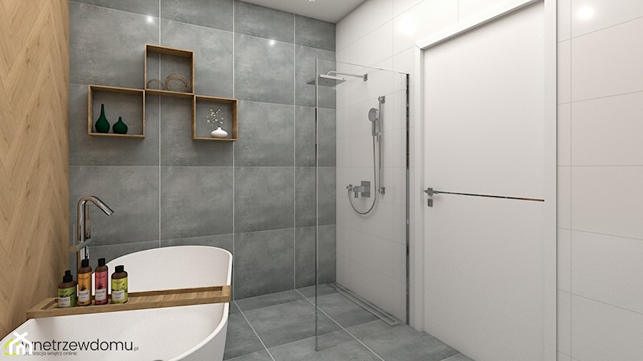 duża łazienka z wanną i prysznicem - Łazienka, styl industrialny - zdjęcie od wnetrzewdomu