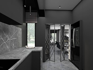 Salon z kuchnią w czerni - zdjęcie od wnetrzewdomu