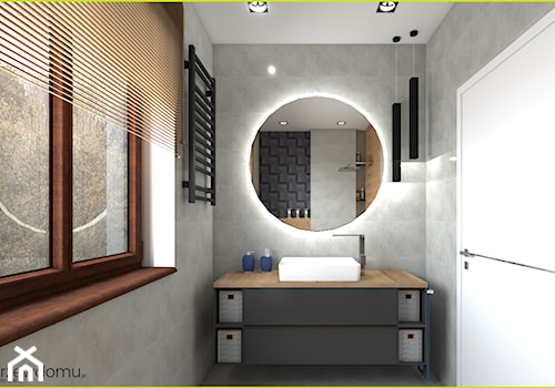 mała łazienka z podświetlanym lustrem - Mała z lustrem z punktowym oświetleniem łazienka z oknem, styl nowoczesny - zdjęcie od wnetrzewdomu