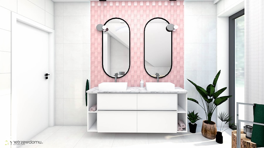 Łazienka z dwoma dużymi lustrami - zdjęcie od wnetrzewdomu