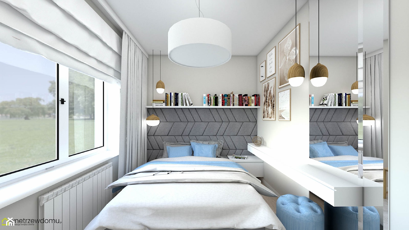 Hotelowa sypialnia z tapicerowaną ścianą - zdjęcie od wnetrzewdomu - Homebook
