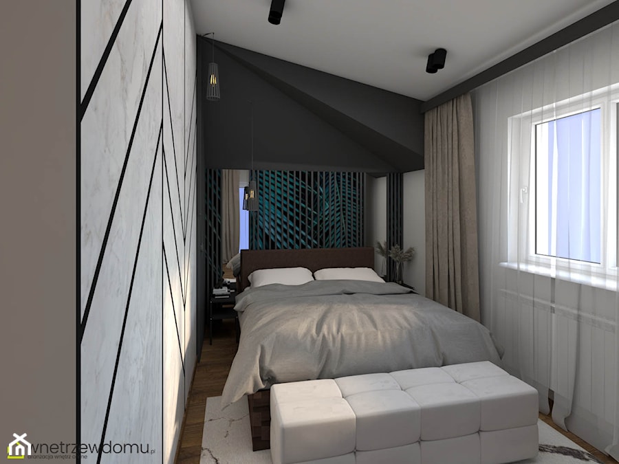 Wąska sypialnia ze skosami - zdjęcie od wnetrzewdomu