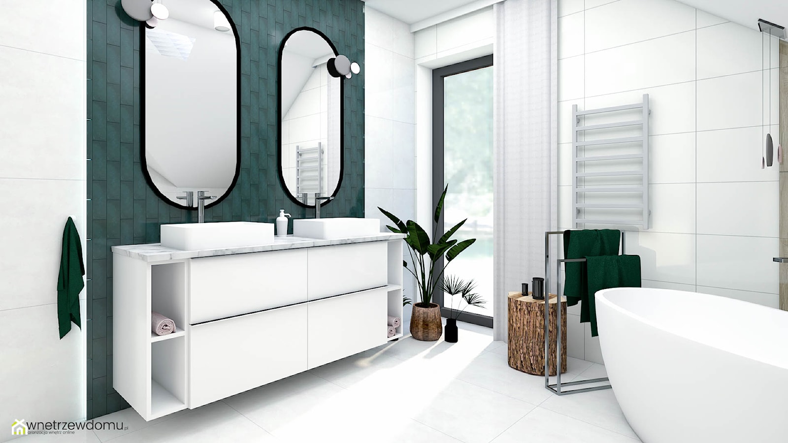 Łazienka z dwoma dużymi lustrami - zdjęcie od wnetrzewdomu - Homebook
