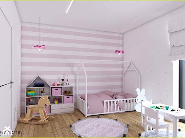 Różowo-biały pokój z króliczkami