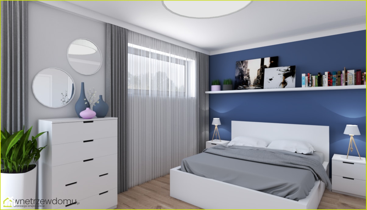 Pokój gościnny z dużym łóżkiem i biurkiem - zdjęcie od wnetrzewdomu - Homebook