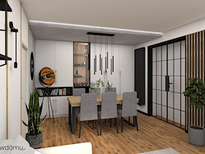 Nowoczesna wersja salonu z jadalnią w niewielkim mieszkaniu - zdjęcie od wnetrzewdomu