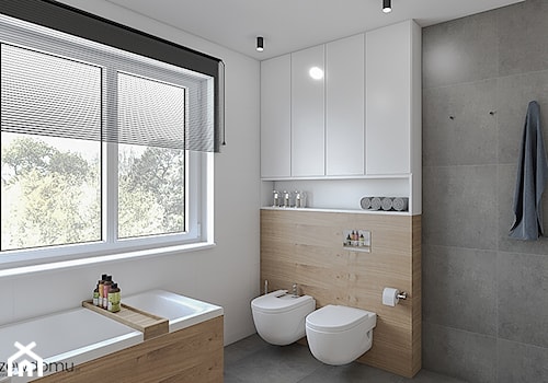 nowoczesna łazienka - wanna i prysznic - Średnia z punktowym oświetleniem łazienka z oknem, styl nowoczesny - zdjęcie od wnetrzewdomu