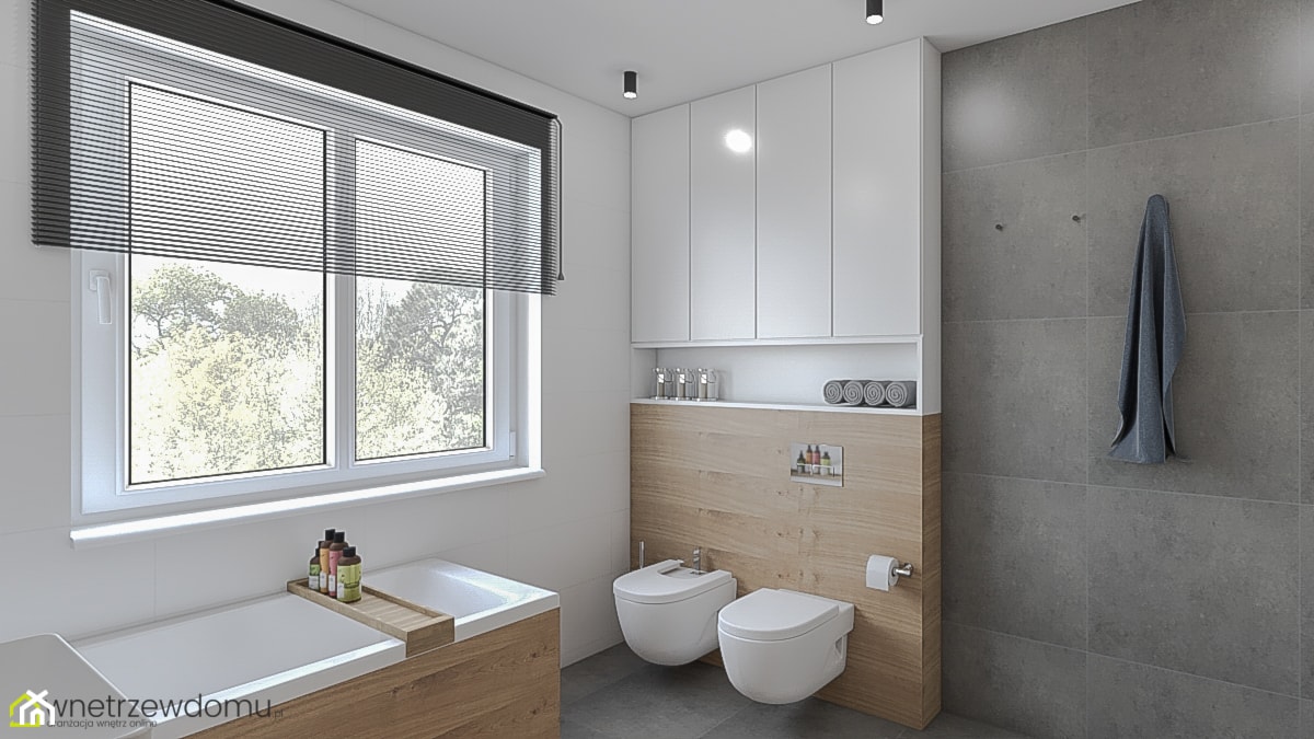 nowoczesna łazienka - wanna i prysznic - Średnia z punktowym oświetleniem łazienka z oknem, styl nowoczesny - zdjęcie od wnetrzewdomu - Homebook