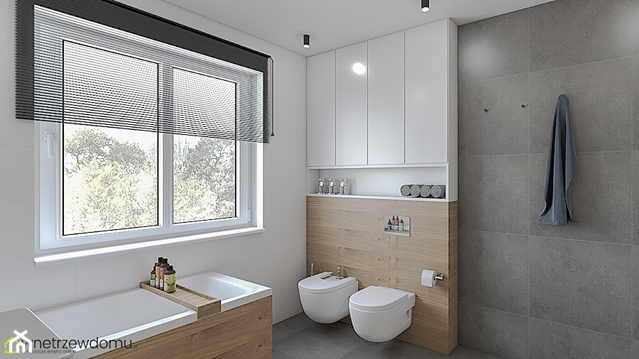 nowoczesna łazienka - wanna i prysznic - Średnia z punktowym oświetleniem łazienka z oknem, styl nowoczesny - zdjęcie od wnetrzewdomu