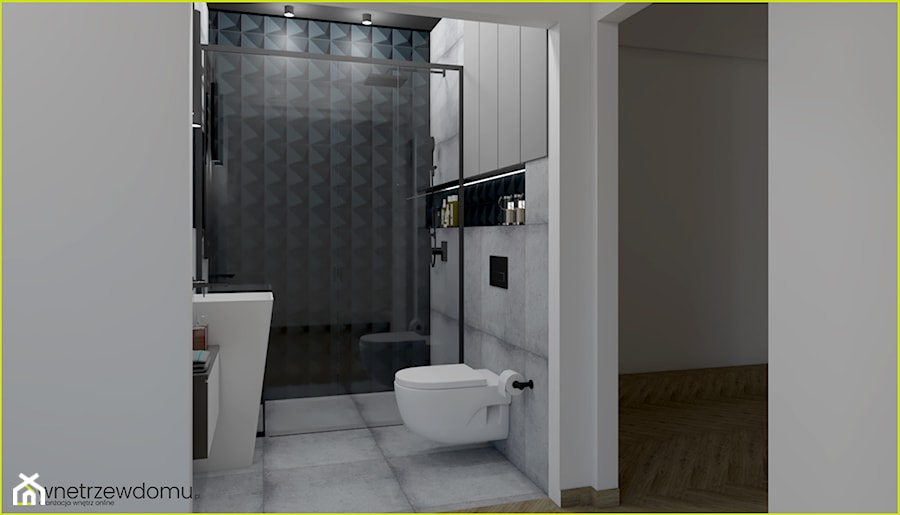 Ciemna łazienka dla gości - Mała bez okna z punktowym oświetleniem łazienka, styl nowoczesny - zdjęcie od wnetrzewdomu