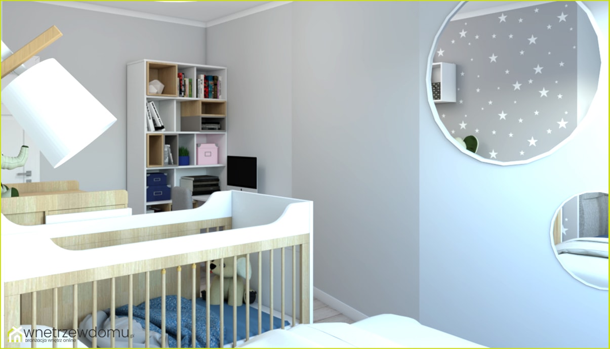 Sypialnia z łóżeczkiem dla niemowlaka - Sypialnia, styl skandynawski - zdjęcie od wnetrzewdomu - Homebook