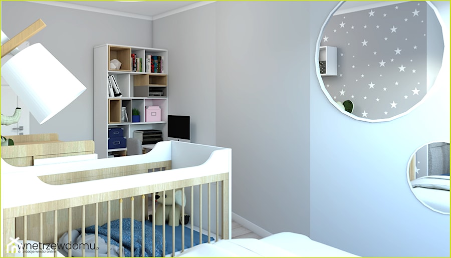 Sypialnia z łóżeczkiem dla niemowlaka - Sypialnia, styl skandynawski - zdjęcie od wnetrzewdomu