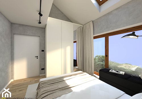 Nowoczesna sypialnia z wysokim sufitem - zdjęcie od wnetrzewdomu