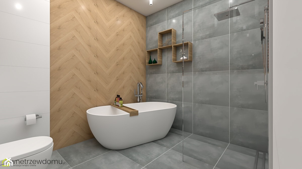duża łazienka z wanną i prysznicem - Łazienka, styl industrialny - zdjęcie od wnetrzewdomu - Homebook