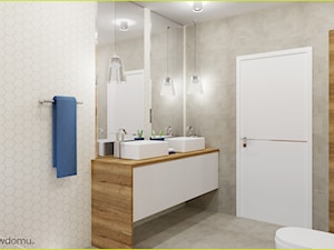 łazienka z podziałem na strefy - Średnia bez okna z dwoma umywalkami z punktowym oświetleniem łazienka, styl skandynawski - zdjęcie od wnetrzewdomu